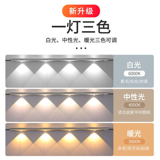 ZT (ZT) human body sensor lamp with smart wine cabinet, one lamp, three-color entrance sensor lamp, wireless LED rechargeable cat eye lamp, 30CM, always on + human body sensor + dimming color