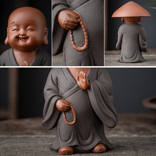 Yuxuan Creative Walker Little Monk Zisha Tea Pet Tea Leak Tea Filter Tea Set Creative All-Porcelain Filter Ornament XWH-Walker Little Monk Lanyi