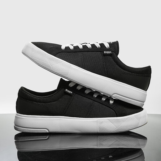 Kappa Herrenschuhe Leinwandschuhe Herren Sportbrettschuhe Herren Sommer Neuem Stil Atmungsaktives Soft Sohle lässige Schuhe Dicke einzige weiße Schuhe Schwarz 40