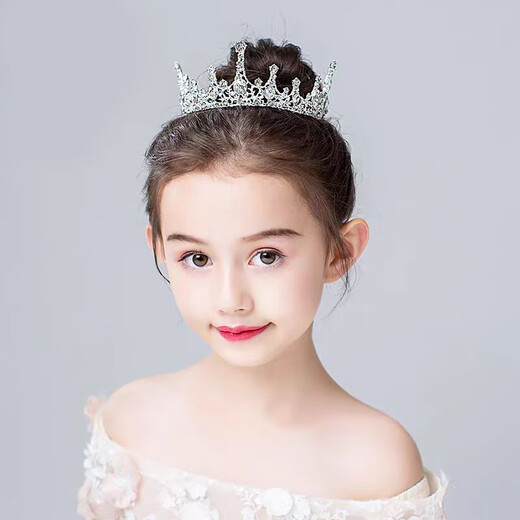 Bai Qixin crown tiara full circle birthday headband children's crystal crown performance coming of age ceremony proposal and certificate headdress color-full circle