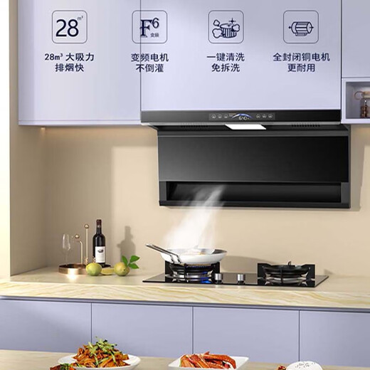 好太太喜万年抽油烟机顶侧双吸式壁挂式大吸力家用变频烟机28立方米/min脱排式厨房油烟机一级能效自动清洗体感 防倒灌6档变频电机+28立方米变频烟机 上门安装+瓶装液化气