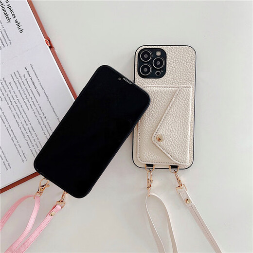 
Eight-legged high-end leather coin wallet iphone16promax protective case Apple 15Pro mobile phone case 14 crossbody strap lanyard 13 women's anti-fall lens all-inclusive luxury [khaki] lychee pattern change card bag + crossbody lanyard iPhone 16