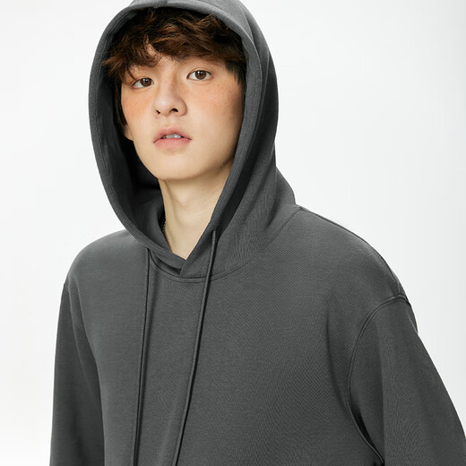 Miniso (MINISO) hooded sweatshirt men's heavy loose spring and autumn casual high-end youth trendy jacket Hemp gray XL