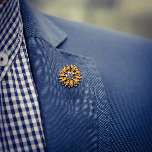 Kaflink Flower Blossom Rich Metal Brooch High-end Lapel Pin Button Collar Corner Button Suit Clothing Accessories Men's and Women's Brooch Badge XZ-K243 Sunflower Yellow 1 pc