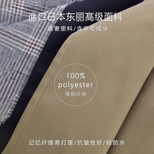 SANHEER Business Gentleman Anti-wrinkle technology memory fabric plaid lining men's mid-length Cadden windbreaker DAF188 dark navy L /50