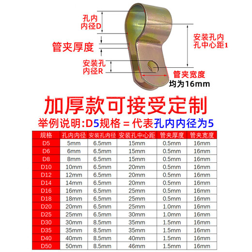 SDFFKOS5D6D8D10D12-50 Clip de tuyau simple galvanisé Q686F4 Plastique Dip Plastique R-Spring Pipe d'huile CT370 Clip D6 Galvanisé Plastique non-DIP (10 pièces) Tube de 6 mm