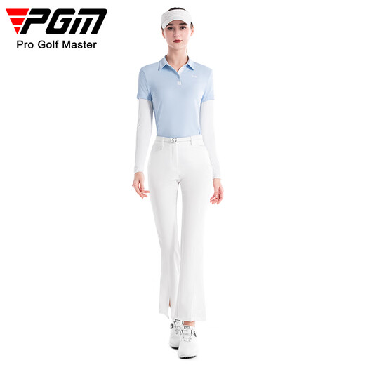 PGM高尔夫服装女装夏季冰丝长袖T恤上衣POLO衫女 速干透气 YF686-冰晶蓝【上衣】【冰丝】 S