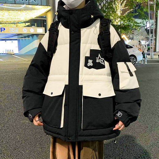 觅旋新款12-18岁男孩初中生高中生青少年棉衣外套13初高中学生15帅气 6198黑色 XL 建议(120-140斤左右)