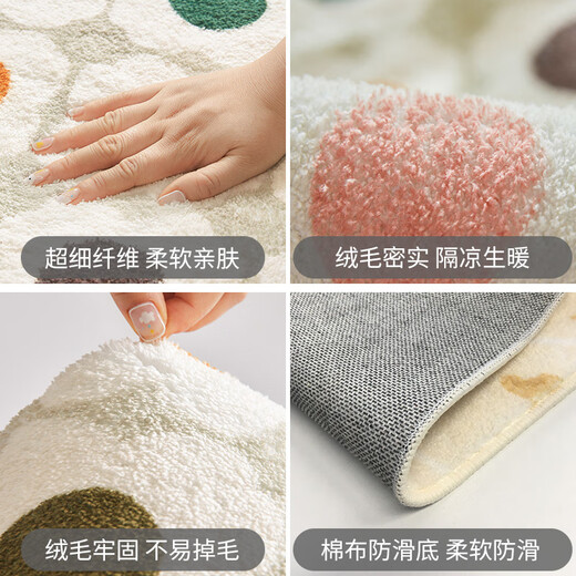 Gudie bedroom bedside carpet master bedroom bed front room non-slip long plush mat machine washable Drunken twilight washed lambswool carpet 120*200cm skin-friendly material environmentally friendly and odorless