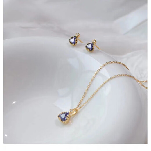 Yadige Japanese Tanzanite 18K gold necklace light luxury amethyst pendant 925 clavicle chain female personality fashion simple Tanzanite