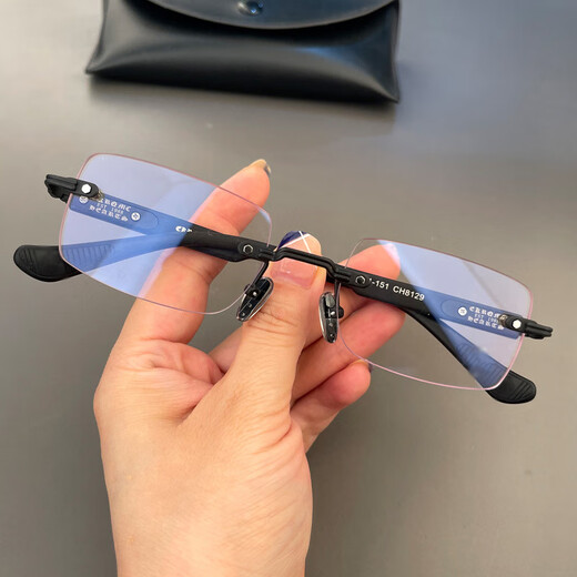 Frameless Croxing same glasses frame new product retro punched personalized super light and fashionable versatile flat light mirror for men and women Gold frame brown legs Anti-blue light flat light mirror