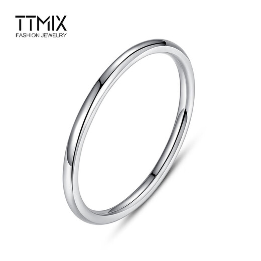 TTMIX women's glossy platinum ring pt950 frosted white gold Sansheng III ring can be worn single, frosted 18# 1.5-1.7g