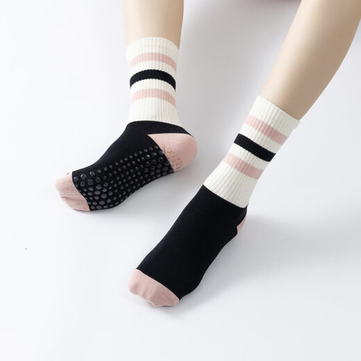 Huodiniao yoga socks, non-slip, professional women's mid-calf Pilates socks, autumn and winter adult striped sports fitness aerobics floor socks. Choose three pairs. Color, contact customer service for remarks.