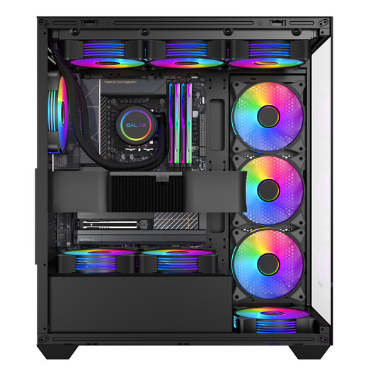 影驰极光3海景房电脑机箱黑色（无立柱全视版/兼容E-ATX/支持360水冷/快拆侧板/可装40系长显卡）