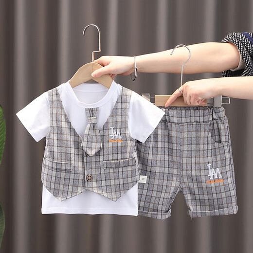 G. Duckkids ropa para niños Suit para niños 'Summer delgado falso falso de tres piezas Ropa de verano de algodón de algodón puro