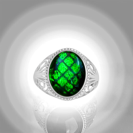 Cuiyingfu S925 silver-inlaid natural A-grade jade black jade egg-face ring ice jade ring men's ring adjustable D695 black jade ring D695 adjustable