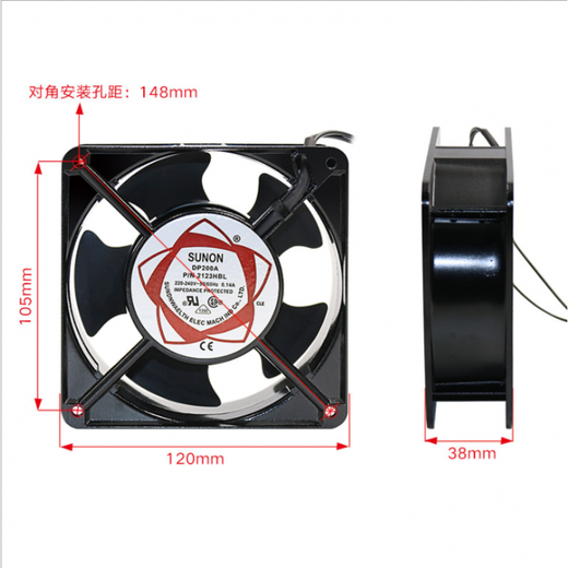 
Suitable for SUNO DP200A 2123XSL HSL 12038 220v cabinet distribution box electrical cabinet cooling fan 12038 fan + 1 iron net