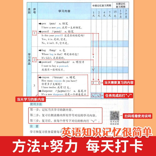 【科目自选】培优小状元小学默写背诵打卡计划艾宾浩斯遗忘记忆法语文必背古诗词文英语单词词汇知识曲线本 【两本】英语单词打卡计划单词654例+多维度默写本