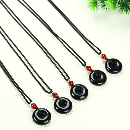 Zexinya jade obsidian pendant safety buckle pendant amulet animal year simple men and women pendant for mother and girlfriend