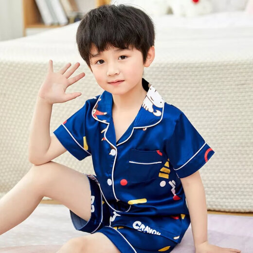 迪士尼（Disney）夏季短袖儿童睡衣冰丝薄款夏天男童真丝小女孩宝宝卡通家居服套装 679女童 170 10码建议身高105-115cm