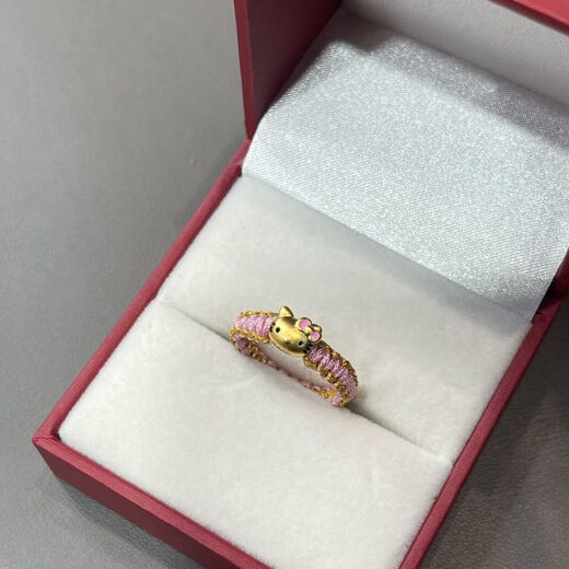 WATCHTHISWT Hello Kitty 999 Pure Gold KT Cat Gold Ring Women's Ring Valentine's Day Birthday Gift KT Cat Ring About 0.1g