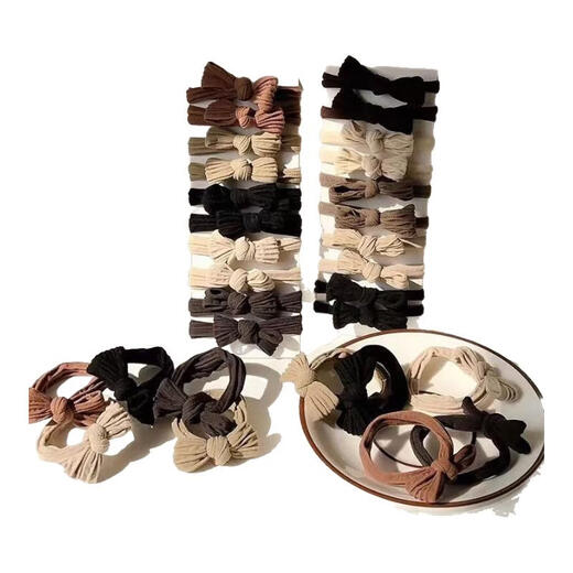 Jiuvia bow headband for women, high elastic red New Year and Christmas hair band, autumn and winter ponytail hair accessories, rubber band leather case JYFQ146#Bowknot mixed color 10 pieces