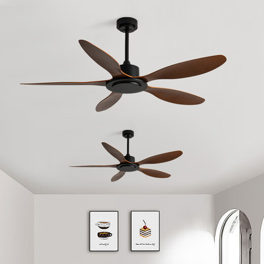 Weather Vane Moderner Industriestil Leichtes 56-Zoll-Deckenlüfter Restaurant Decke Einfacher elektrischer Lüfter Wohnzimmer Kommerzielle Lüfter Frequenzumwandlung 46-681a Grau 5 Blätter-Leichte Holzkornblätter Fernbedienung ohne Lampe