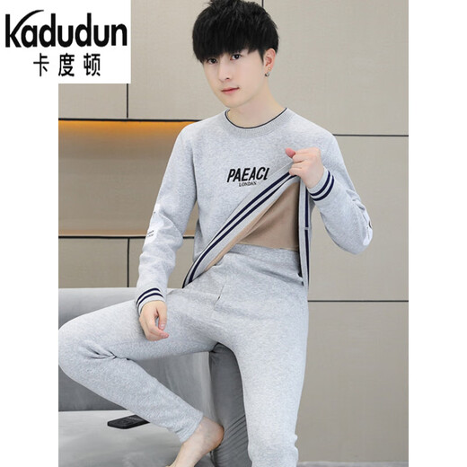 Kaduton High School Schülern thermische Unterwäsche Herren neuer Style Junior High School Schüler kaltes Basishemd sowie Vlies verdickte Herbstkleidung und Herbsthosen Set 1047 Gray Set 2XL empfohlen 110-130jin [Jin gleich 0,5 kg]
