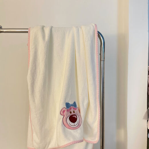 Porphyry Oak Strawberry Bear Bath Towel Cute Girl Heart Ins Soft Absorbent Quick-drying Bath Towel Can Be Wrapped In Thick Couple Face Towel White + Pink Bath Towel + Towel Couple Girlfriend 7