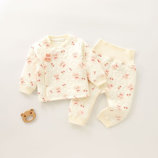 Tout le monde ne peut pas faire de bébé ensemble chaud, des vêtements de printemps et d'automne en coton, des sous-vêtements divisés, des vêtements pour bébé, un ensemble de deux pièces de printemps, de nouveaux produits de printemps et d'été, 3524-1, fleur en peluche, 73, 4-8 mois