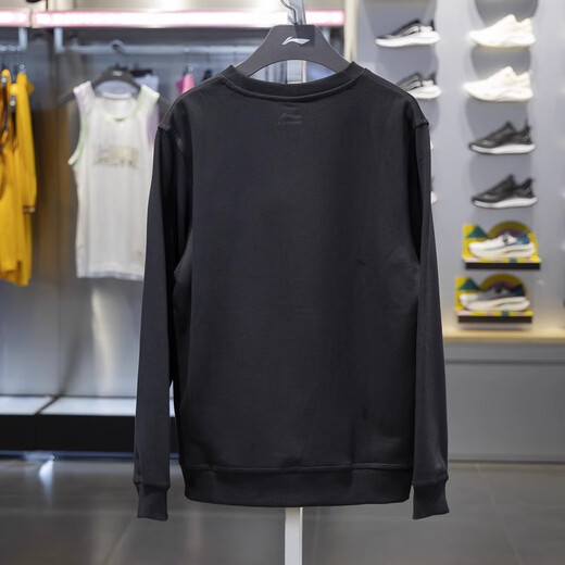 
Li Ning tops for men 2024 new winter trend series plus velvet warm pullover sports sweatshirt AWDU679 black AWDU679-3 M