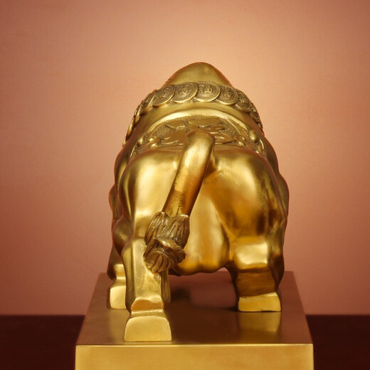 Die besten Kupferkuh-Ornamente, alle Kupfer, Wall Street, Ox-superaturales Zodiac Ox Crafts Office Eröffnungsgeschenk, mittelgroße Größe [Länge 18 Breite 9 Höhe 12 cm]