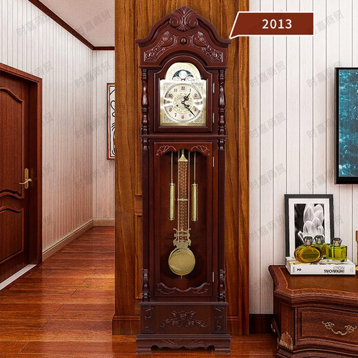 Honghe floor clock living room mechanical Chinese retro floor clock chime mechanical clock German copper core winding 2013 mahogany color Polaris mechanical spring movement