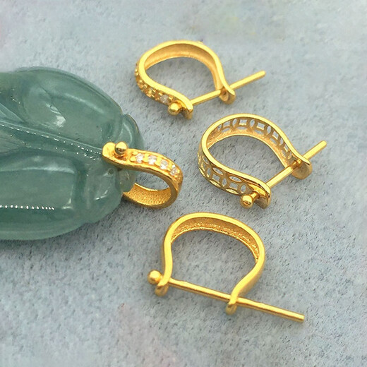 DL 1998 Fat Donglai same style 18k gold universal button U-shaped 18K gold plated button pendant jade pendant clip buckle emerald Buddha hourglass glossy model-large size