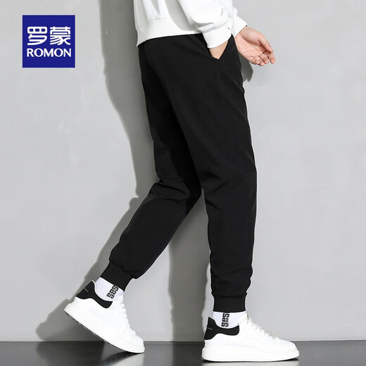 Romon coole Casual Hosen Herren Frühling und Herbststil mittleren und junger Männer lässig lose Stretch Hosen, lange Hosen, 702 Black XL