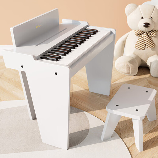 
RICZAC German children's piano electronic piano music toys can be played for babies, little girls, beginners, boys, wooden home use walnut color [piano + piano stool + music score sticker]