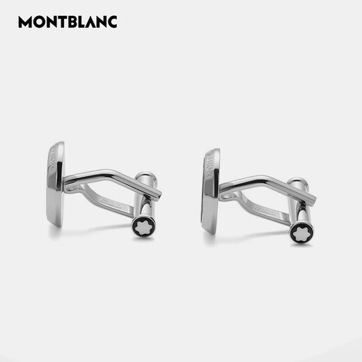 万宝龙（MONTBLANC）男士钢/树脂商务袖扣银色蓝色礼物送男友 116655