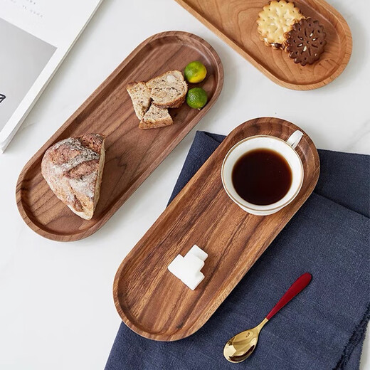 Acacia wooden tray rectangular dinner plate hotel fruit tray oval solid wood presentation coffee tea tray saucer oval tray 29*10.5cm
