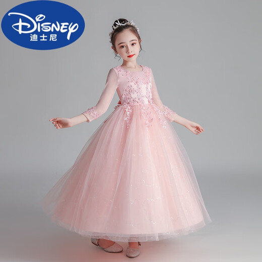 Disney Girls Geburtstag Abendkleid Prinzessin Rock High-End-modische Mädchen Kinder Blumen Kinder Hochzeitskleid Flauschiger Rock Klavier Performance Anzug TW683 Pink 110 cm