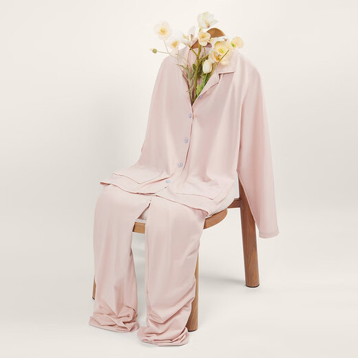 Lucky cotton micro-elastic anti-wrinkle 95 cotton 3A antibacterial home clothes Nature skin-friendly soft velvet suit cardigan pajamas autumn couple pajamas women's light beige L