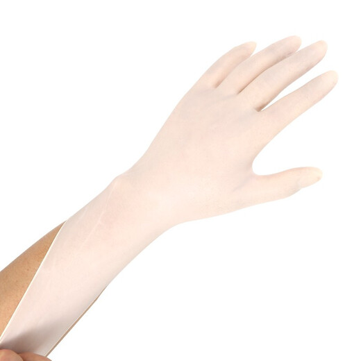 SEMOS Disposable Latex Rubber Gloves Highly Elastic and Comfortable for Cleaning Experiments 100 Pcs/Box Milky White Medium Size