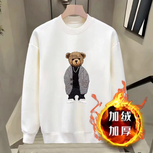 Kuraishi Kazuki trendy brand high-end fashion bear sweatshirt men's autumn and winter new loose round neck long-sleeved jacket for men black XL