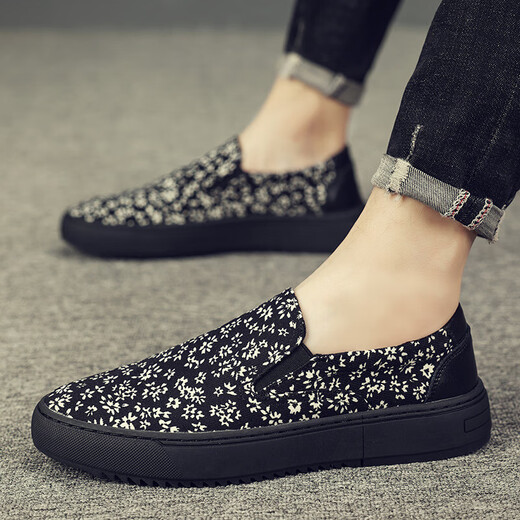 DICK LANE Dick Renne brand canvas shoes men's 2025 summer new lazy shoes breathable loafers men's old Beijing cloth shoes casual board shoes black 42