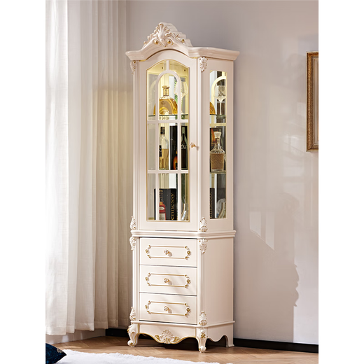 Zhen yiju europäischer Stil Doppeltüre Weinkabinett Wohnzimmer Rotweinschrank Dekorationschrank weißer französischer Hochspeicher gegen die Wand des Haushalts Haushaltsnetzschrank 897# Drei Türen 136*42*218 cm