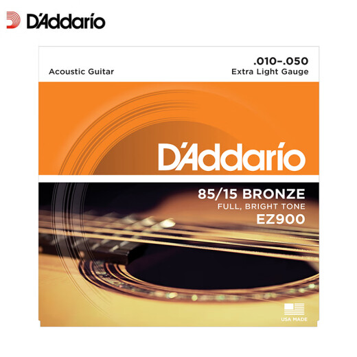 达达里奥（D'Addario）EZ900 美国进口民谣吉他琴 碳素钢弦套弦10-50黄铜