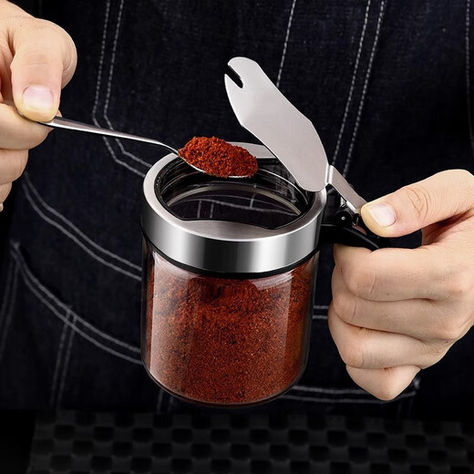 Xibi Secret Garden Edelstahl-Gewürzbox Küche Kombination SALTWARE Feuchtigkeitsdichtes Glas Haushaltsgewesen Dose Aufbewahrungsbox-Gewürzflasche 1 380 ml Gewürzflasche (Edelstahlkappe)