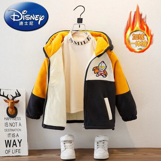 Disney Boys' Jackets Winter Children's New Clothes Fashionable Baby Children's Wool Sweaters Autumn Ultraman Jackets Blue Orchid Velvet Jackets 110