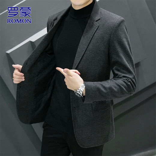 ROMON костюм мужской осенне-зимний шерстяной костюм мужской деловой повседневный топ куртка мужская серая 2XL