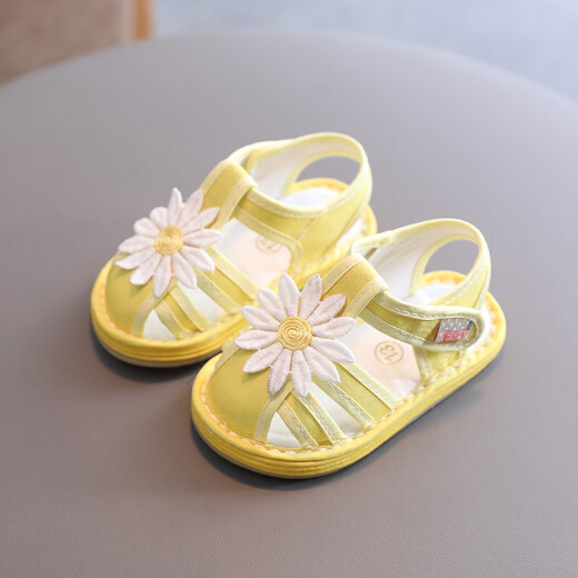 Jindouzi Sandalias transpirables zapatos de tela no deslizante para niñas de niña 1-3 años Sumadores de verano 878 Amarillo 23 Longitud interna 14.5cm Tamaño 15 Tamaño Recomendado Longitud del pie 13.5 cm