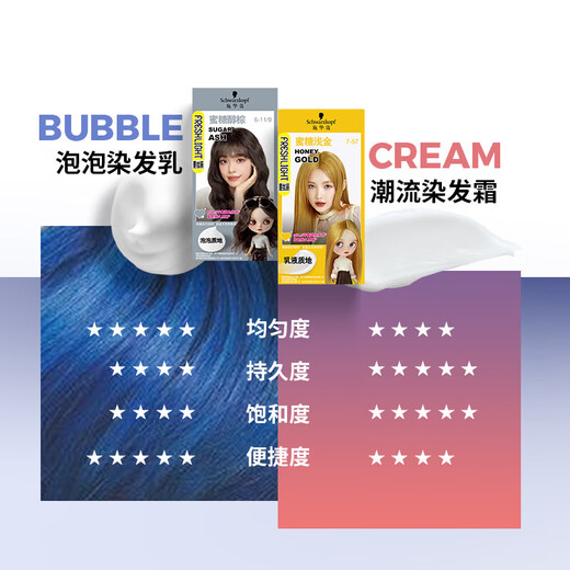 施华蔻斐丝丽泡泡染发剂泡沫摩丝彩染盖白染发膏自己染潮色流行色升级 暗夜蓝黑【泡泡染】蓝黑色 110ml适合齐耳短发